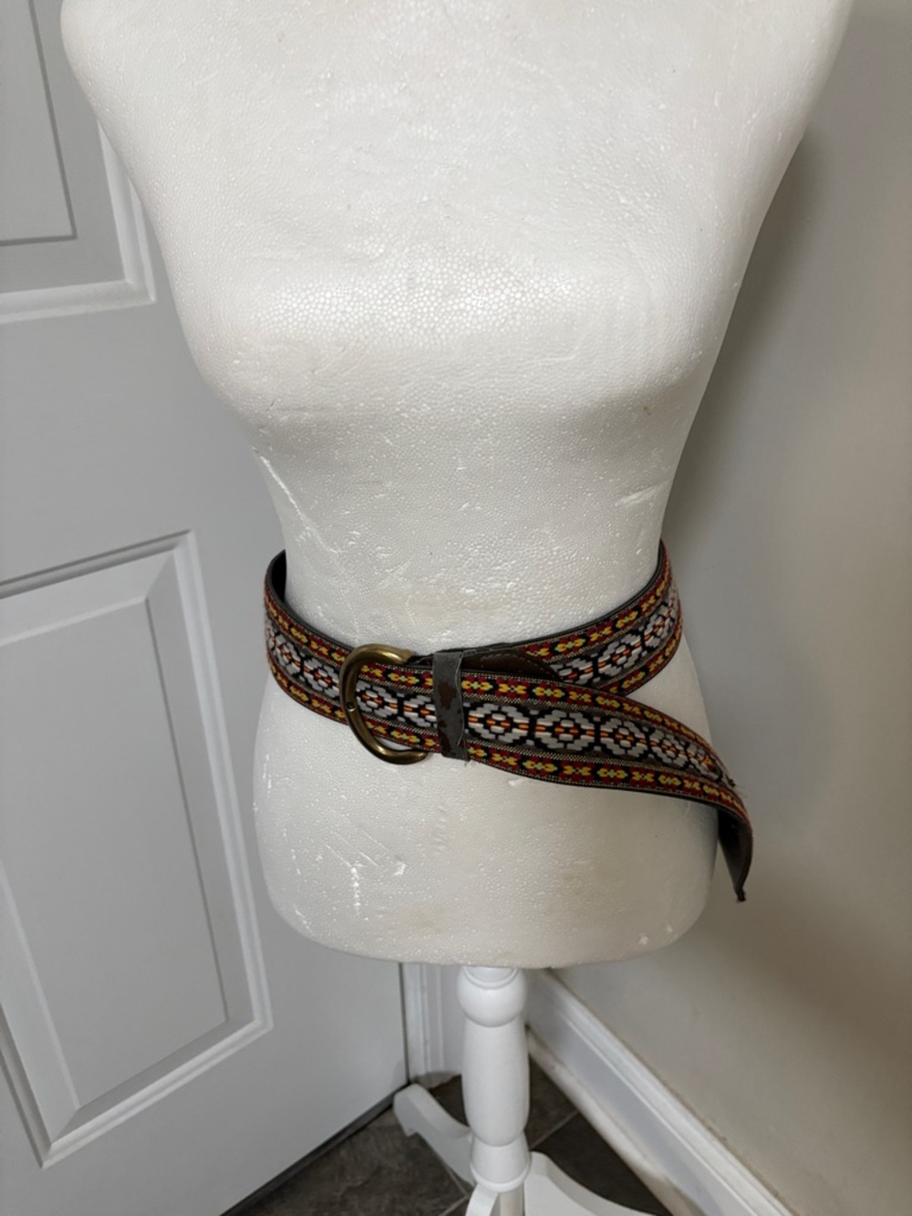Belt Mossimo Supply Co. Brown Woven Patterned  with Brass Ring